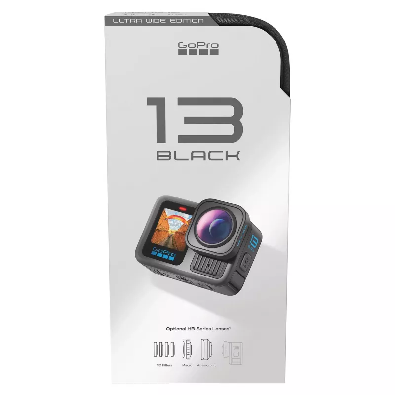 GoPro HERO13 Black Ultra Wide Edition veiksmo kamera 5.3K, 4K, 2.7K, lietimui jautrus ekranas, Ultra HD, atspari vandeniui, GPS, atspari dulkėms, Bluetooth, Wi-Fi, sulėtintas vaizdas, Full HD (CHDRB-133-RW)