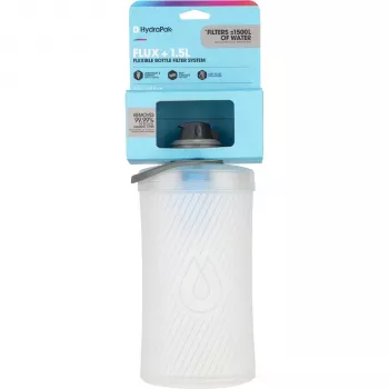 HydraPak Flux+ 1.5L filtruojamas vandens butelis - Clear/HP Blue