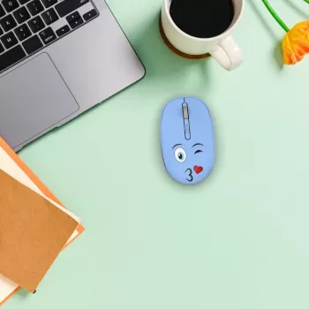 INCA belaidė pelė Weeny Emoji Blue (IWM-245RM) – 1200DPI, 3 mygtukai, 2,4 GHz USB-A