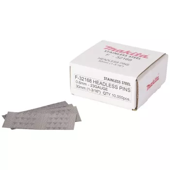 Makita F-32168 Nerūdijančio plieno smeigtukinės vinys 0,6 x 30 mm 10 000 vnt. 23 Gauge be galvutės