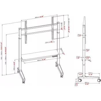 VISION VFM-F15M Motorizuotas grindinis stovas ekranams 40-86 colių, VESA iki 800x600, aukščio reguliavimas 400 mm, juodas