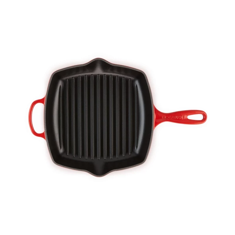 Le Creuset ketaus kvadratinė grilio keptuvė 26 cm vyšninė raudona