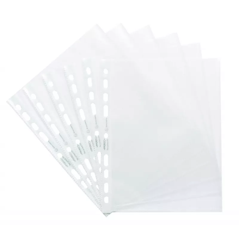 Exacompta Forever A5 perforuotos kišenės, 50 vnt., skaidrios, grūdėtos, 0,06 mm