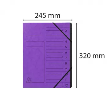 Exacompta besiplečiantis aplankas su 12 skyrių violetinis Colorspan