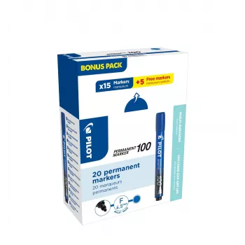 Pilot Pen SCA-100-L-P20 Permanent Marker Blue 1,0 mm 20 Pack (15 + 5 Free)