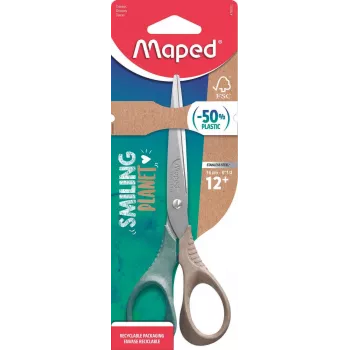 Maped Smiling Planet žirklės 160 mm, apvaliais galais, dešiniarankiams, ergonomiškos 3D rankenos
