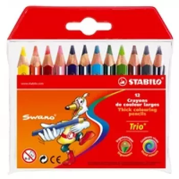 STABILO Trio spalvinimo pieštukai – įvairių spalvų rinkinys – 4,2 mm – 12 vnt.