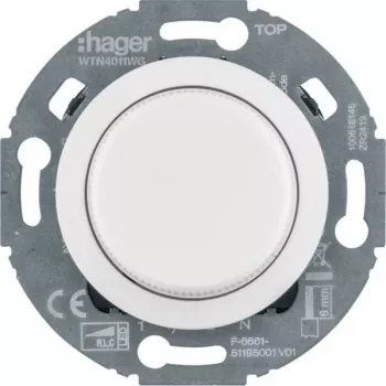 Hager WTN4011WG Universalus sukamas reguliatorius su centrine detale, System 1930/Glas, balta, įmontuojamas, R L C LED