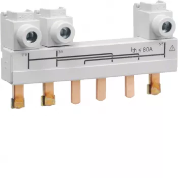 Hager HZC708 3-Polių Smeigtukinė Šyna 63-80A 10mm² 12 Modulių 210mm Pilka