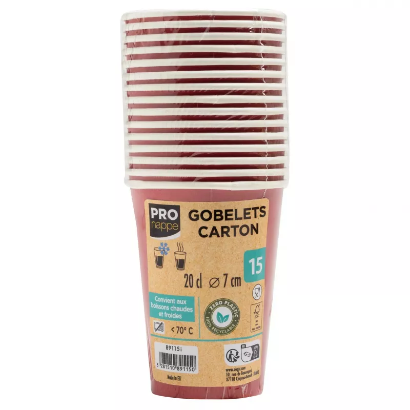 PROnappe 15 kartono puodelis 200 ml, raudonas (89115I)