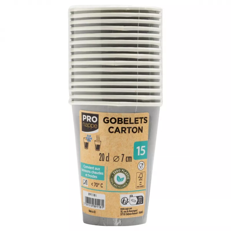 PROnappe 15 kartono puodelis 200 ml, pilkas (89118I)
