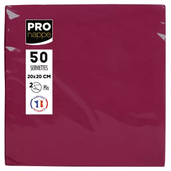 PROnappe popierinės servetėlės Bordeaux 2 sluoksnių 20,0 x 20,0 cm 50 vnt. pakuotė