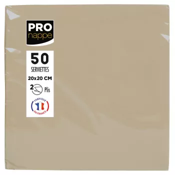 PROnappe popierinės servetėlės smėlio-rudos 2 sluoksnių 20 x 20 cm 50 vnt. pakuotė