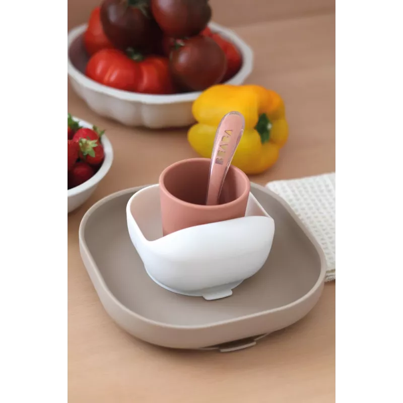 Beaba Silicone Baby Meal Set with Suction Base Terracotta (913602)