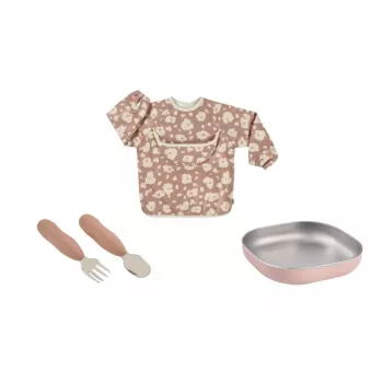 Beaba First Meals 3-in-1 Gift Set (Plate, Cutlery Set, Bib) Savannah Bloom
