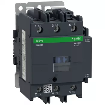 APC Schneider Electric LC1D80P7 TeSys D kontaktorius, 3 polių, 80 A, 230 V AC ritė, 1 NO + 1 NC pagalbiniai kontaktai
