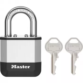Master Lock Elite 45mm Laminuota Pakabinama Spyna su 25mm Kilpa, 5-Kaiščių Cilindru, Sidabrinė/Pilka