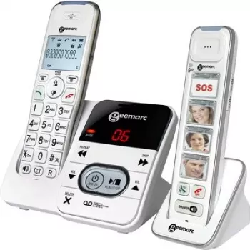 Geemarc PACK Mobility 295 belaidis telefonas su atsakikliu, nuotraukų mygtukais, apšviestu ekranu, baltas