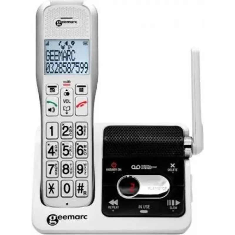 Geemarc AmpliDECT 595 ULE belaidis telefonas su sekretore, baltas