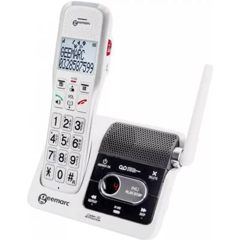 Geemarc AmpliDECT 595 ULE belaidis telefonas su sekretore, baltas