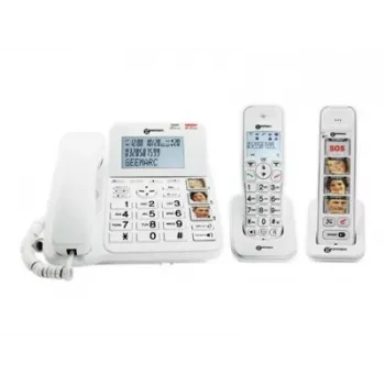Geemarc Pack SENIOR 295 laidinis ir belaidis telefonas su sekretoriumi, nuotraukų klavišais, apšviestu ekranu, baltas