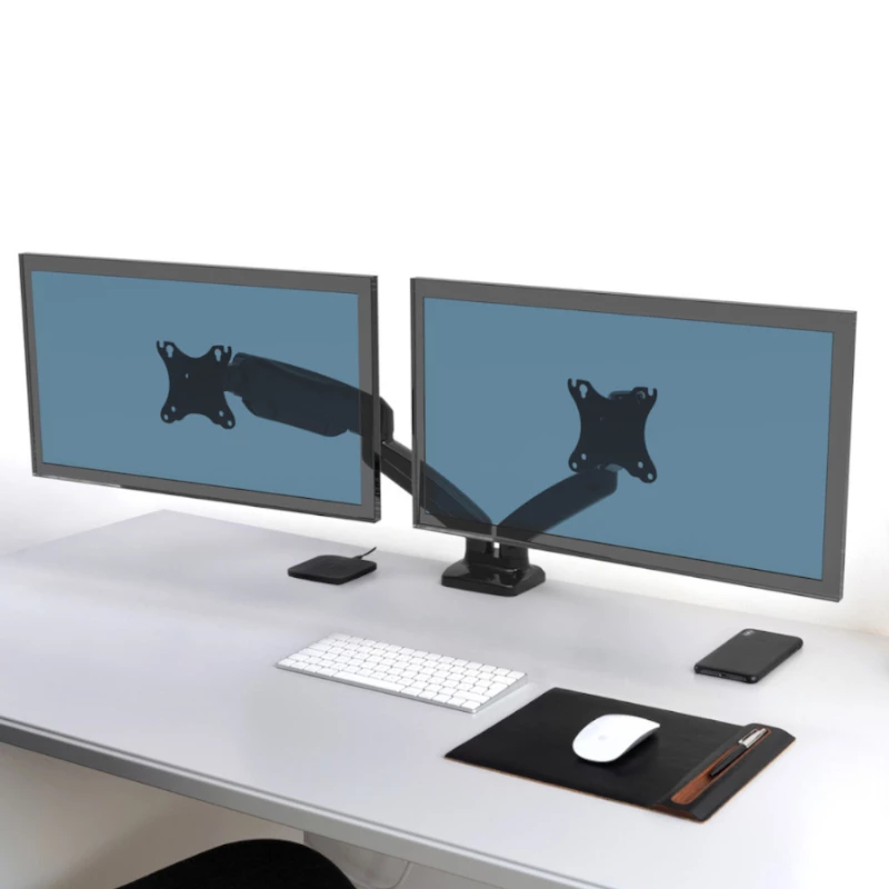 PORT Designs PORT Connect Reguliuojamas Dviejų Monitorių Laikiklis - 2 Ekranams iki 32 inch - Stalo Spaustuvas/Anga - Juodas