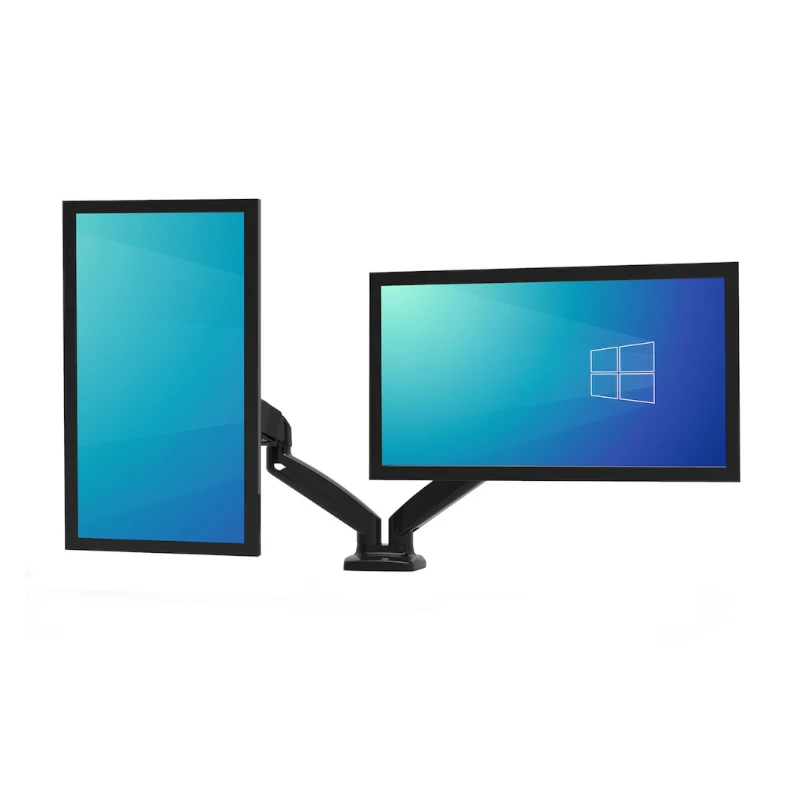 PORT Designs PORT Connect Reguliuojamas Dviejų Monitorių Laikiklis - 2 Ekranams iki 32 inch - Stalo Spaustuvas/Anga - Juodas