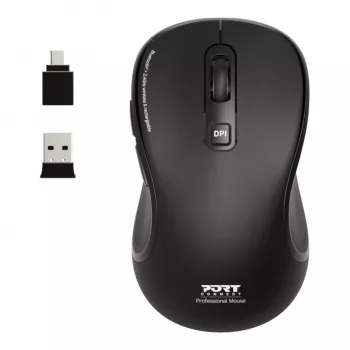 PORT Designs PORT Connect Professional ESSENTIAL belaidė optinė pelė - 5 mygtukai - 2,4 GHz, Bluetooth - USB imtuvas - juoda