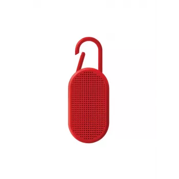 Lexon Mino T nešiojamas Bluetooth garsiakalbis su stovu ir karabinu, raudonas