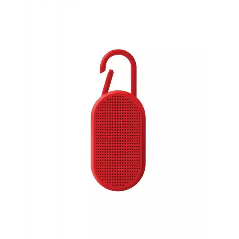 Lexon Mino T nešiojamas Bluetooth garsiakalbis su stovu ir karabinu, raudonas