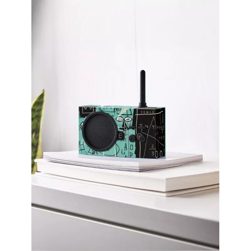 Lexon Tykho 3 X JMB Radijo Bluetooth Nešiojamas FM Radijas su Basquiat Meno Kūriniu, Juoda
