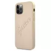 Guess Saffiano Vintage Script Hard Case, skirta Apple iPhone 12 Pro Max 6,7 inch – Gold