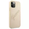 Guess Saffiano Vintage Script Hard Case, skirta Apple iPhone 12 Pro Max 6,7 inch – Gold