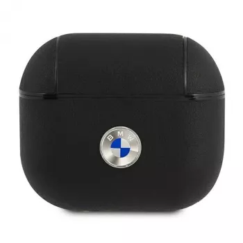 BMW BMA3SSLBK AirPods 3 Dangtelis Juoda Natūrali Oda Sidabrinis Logotipas
