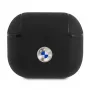 BMW BMA3SSLBK AirPods 3 dangtelis, juodos spalvos, natūrali oda, sidabrinis logotipas