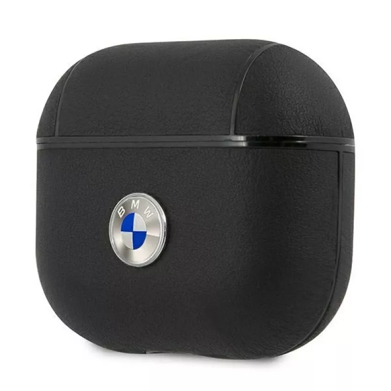 BMW BMA3SSLBK AirPods 3 dangtelis, juodos spalvos, natūrali oda, sidabrinis logotipas