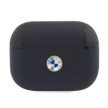 BMW AirPods Pro dangtelis, tamsiai mėlynas, iš natūralios odos, su sidabriniu logotipu