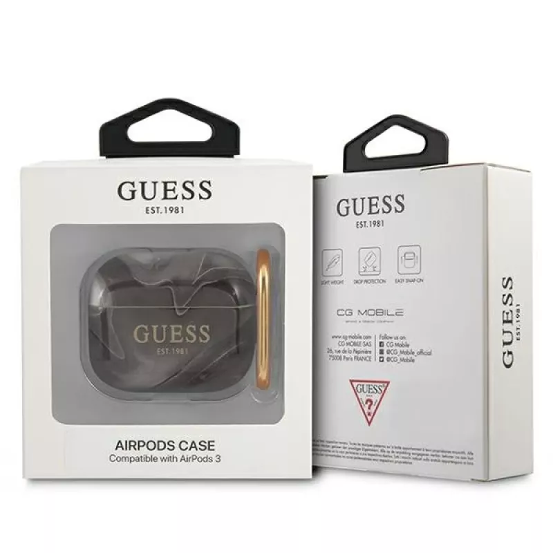 Guess GUA3UNMK AirPods 3 dangtelis Black Marble Collection