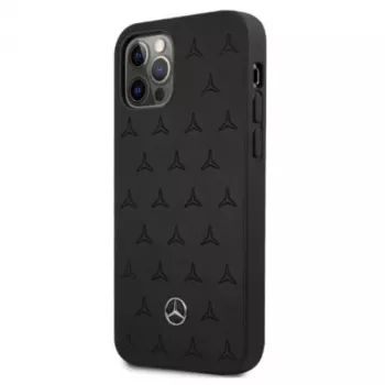 Mercedes-Benz iPhone 12 Pro Max 6,7 inch Hardcase Leather Stars Pattern Black