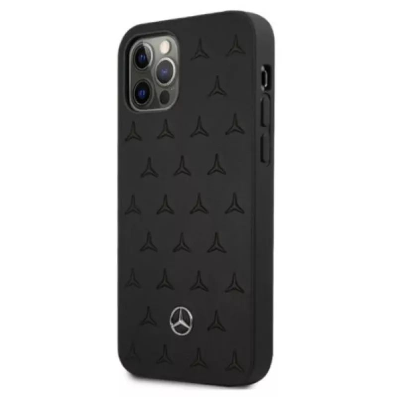 Mercedes-Benz iPhone 12 Pro Max 6,7 inch Hardcase Leather Stars Pattern Black