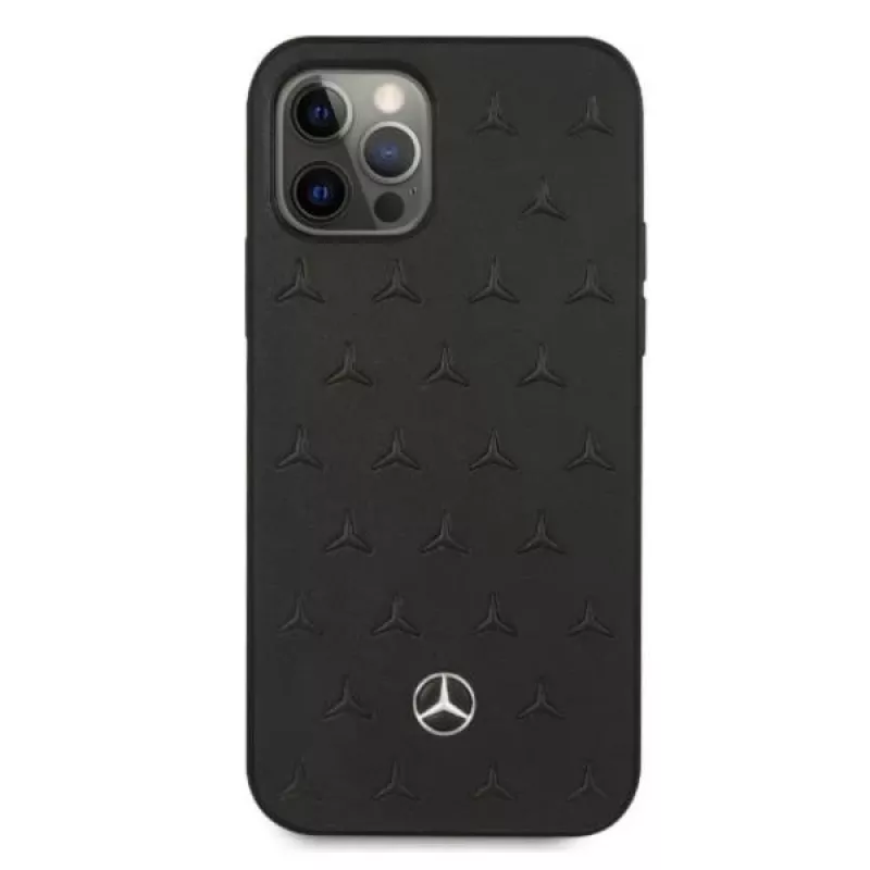 Mercedes-Benz iPhone 12 Pro Max 6,7 inch Hardcase Leather Stars Pattern Black