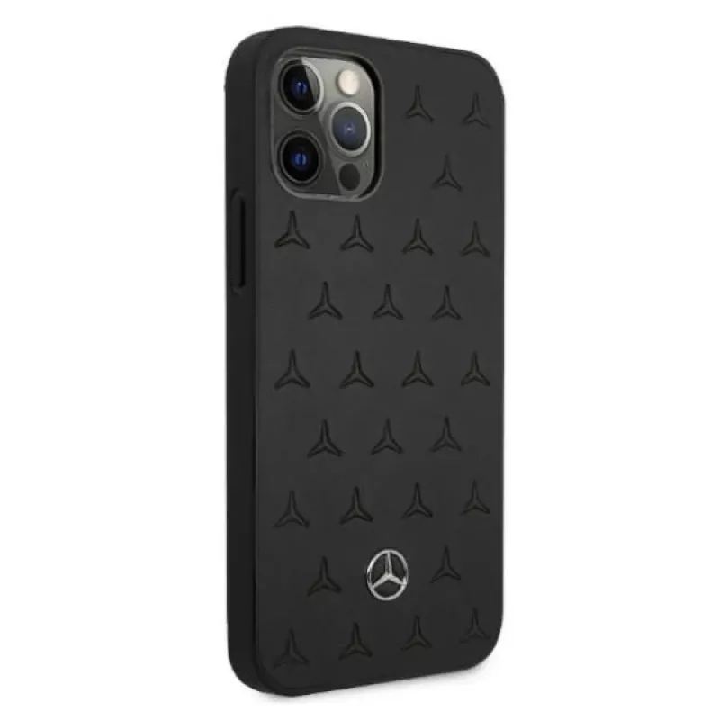 Mercedes-Benz iPhone 12 Pro Max 6,7 inch Hardcase Leather Stars Pattern Black