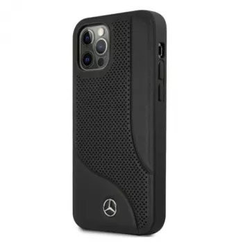 “Mercedes-Benz iPhone 12 Pro Max 6.7\” Black Hard Case Leather Perforated Area”