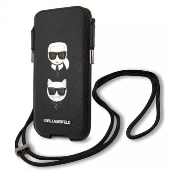 Karl Lagerfeld Ikonik Karl & Choupette Head Hard Case, skirta iPhone 12 / 12 Pro 6,1 inch - Juoda