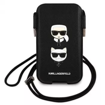 Karl Lagerfeld Ikonik Karl & Choupette Head Hard Case, skirta iPhone 12 / 12 Pro 6,1 inch - Juoda