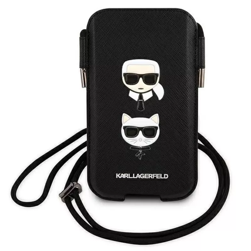 Karl Lagerfeld Ikonik Karl & Choupette Head Hard Case, skirta iPhone 12 / 12 Pro 6,1 inch - Juoda