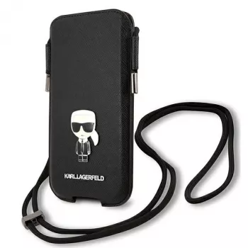 Karl Lagerfeld Saffiano Ikonik Karl Hard Case, skirta iPhone 12/12 Pro 6,1 inch - juoda
