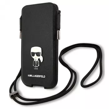 Karl Lagerfeld Saffiano Ikonik Hard Case, skirta Apple iPhone 12 Pro Max, juoda