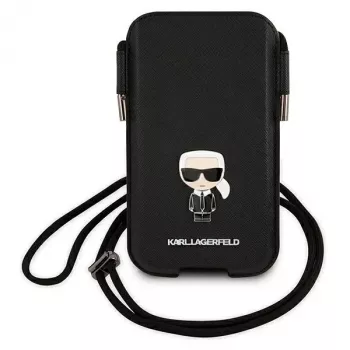 Karl Lagerfeld Saffiano Ikonik Hard Case, skirta Apple iPhone 12 Pro Max, juoda