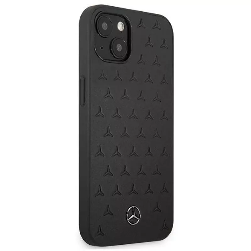 Mercedes-Benz iPhone 13 Mini Hardcase Leather Stars Pattern Black